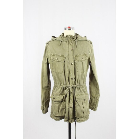 Aritzia TALULA Trooper Green Cotton Twill Hooded Utility Field Jacket, Size S - Picture 2 of 16